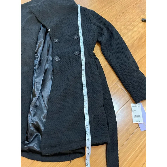 NWT Madden Girl Black Textured Pea Coat Women XS Neutral Classic 5% Wool Winter - Picture 6 of 11